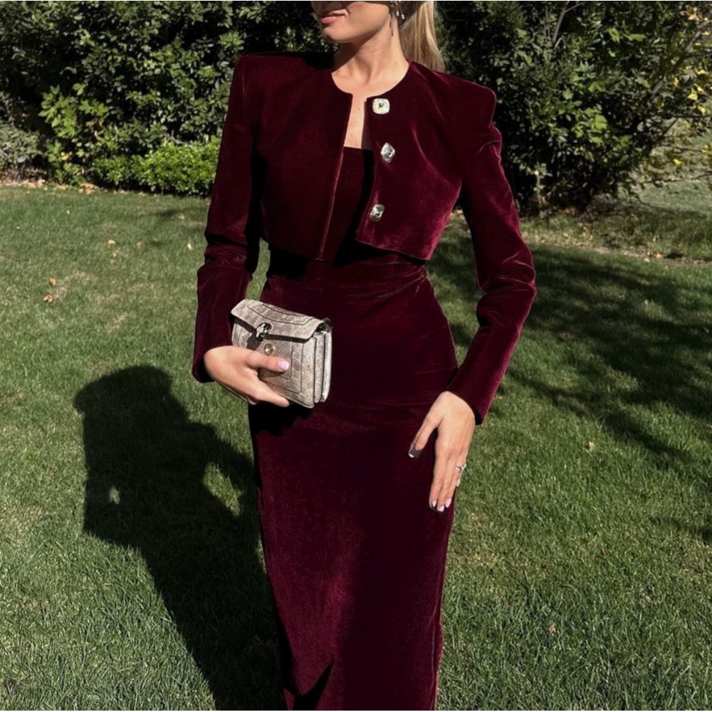 LADY PIPA TERESA BURGANDY DRESS size S NWT